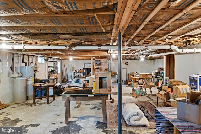 basement with water heater