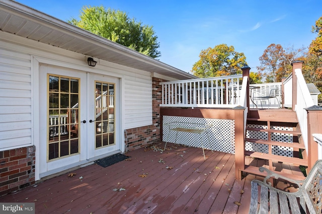 wooden terrace with french doors