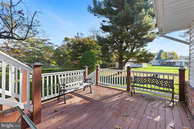 deck with a lawn