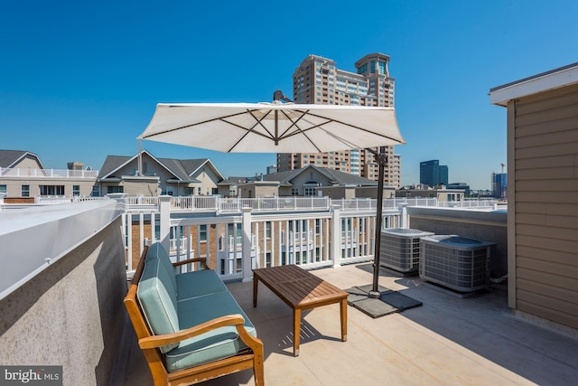 view of patio / terrace featuring central AC unit