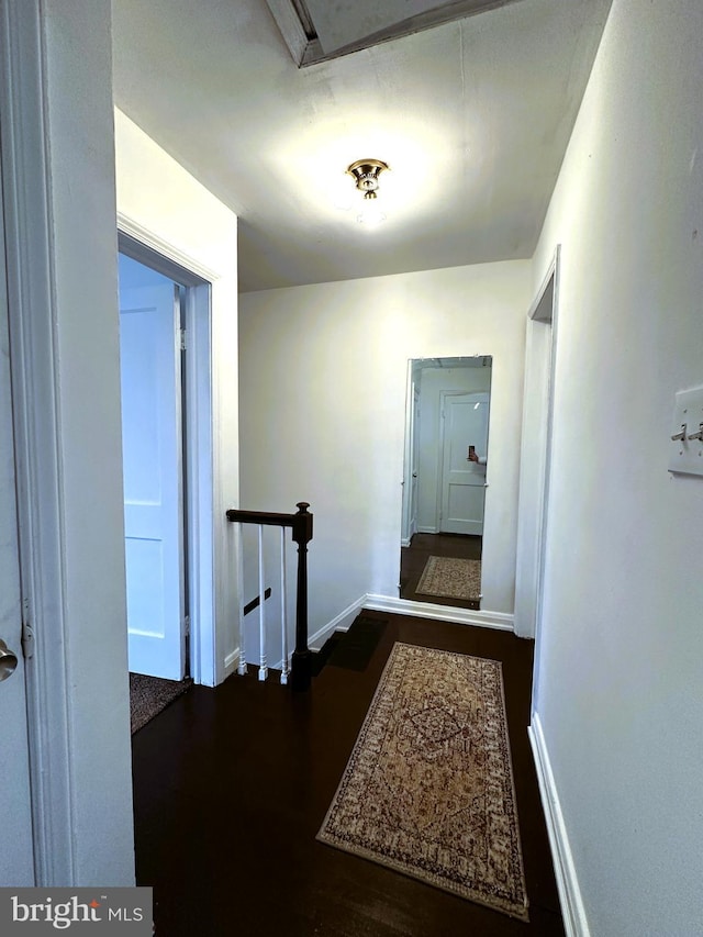 hall with dark hardwood / wood-style floors