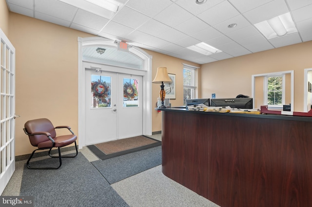 welcome area featuring french doors