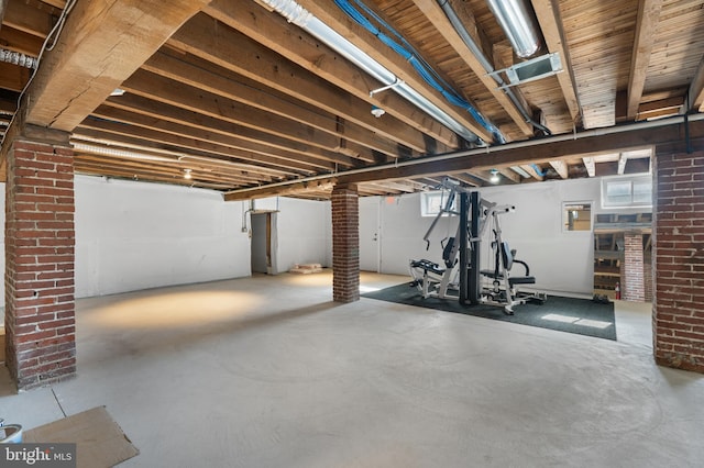 basement featuring plenty of natural light