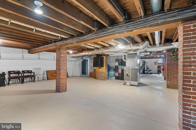 basement with heating unit