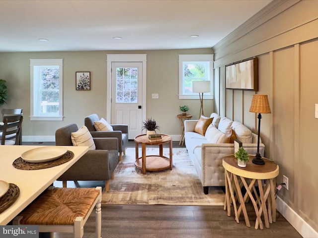 living room with hardwood / wood-style flooring