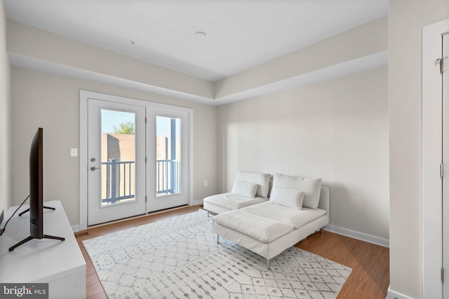 living area featuring hardwood / wood-style flooring