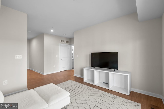 living room with wood-type flooring