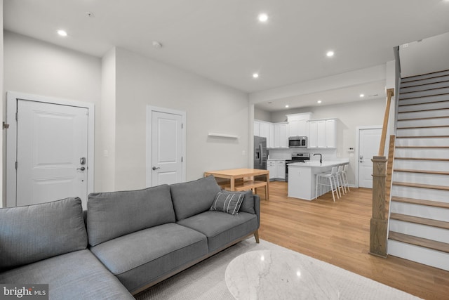 living room with light wood-type flooring