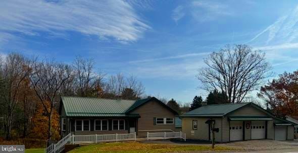 exterior space with a garage