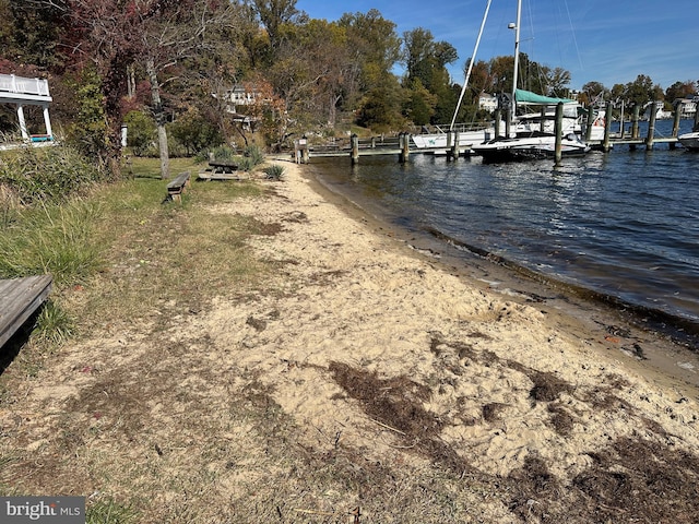 view of dock featuring a water view