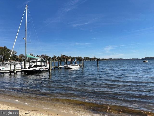 view of dock featuring a water view