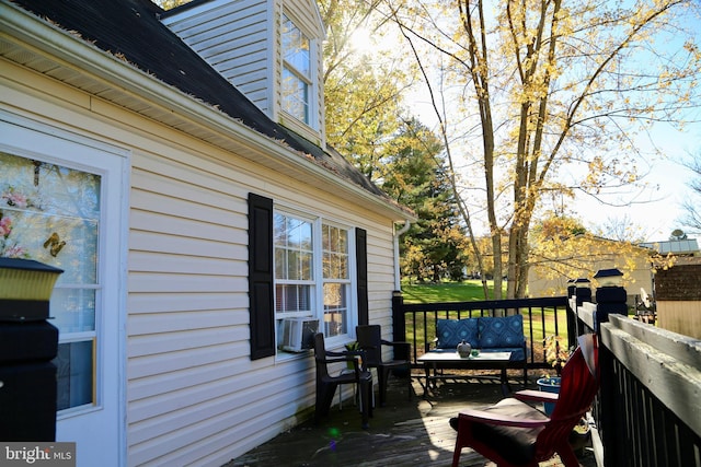 wooden deck with cooling unit