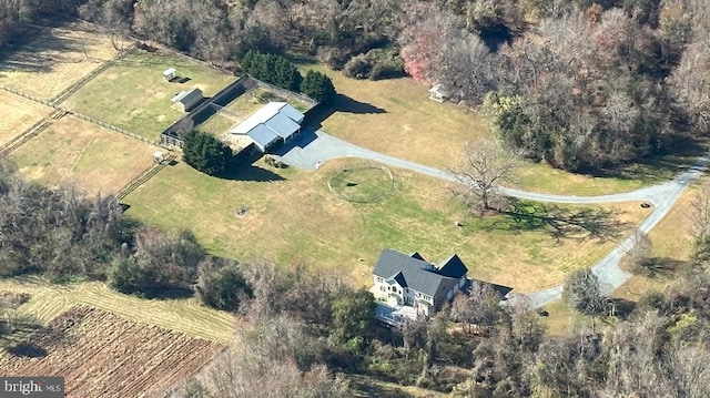 bird's eye view with a rural view