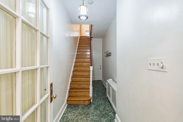 stairs with carpet floors