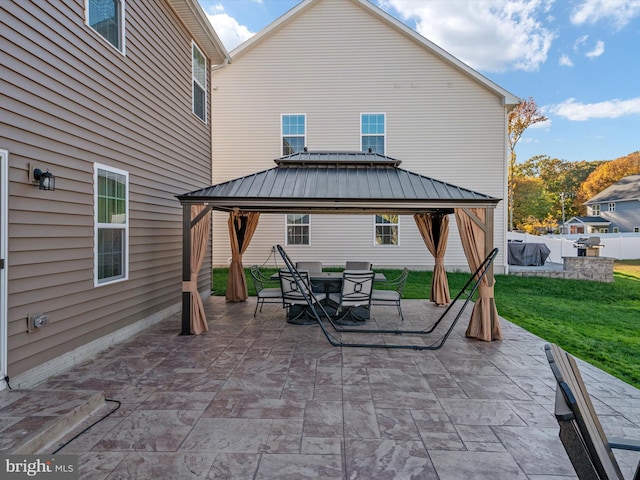 view of patio / terrace featuring a gazebo