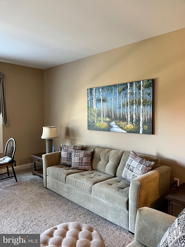 living room with carpet flooring