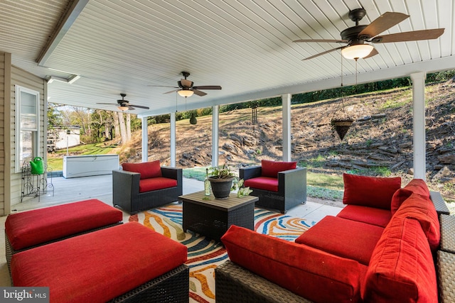 view of patio / terrace with outdoor lounge area and ceiling fan