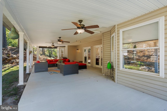 view of patio / terrace featuring an outdoor hangout area and ceiling fan