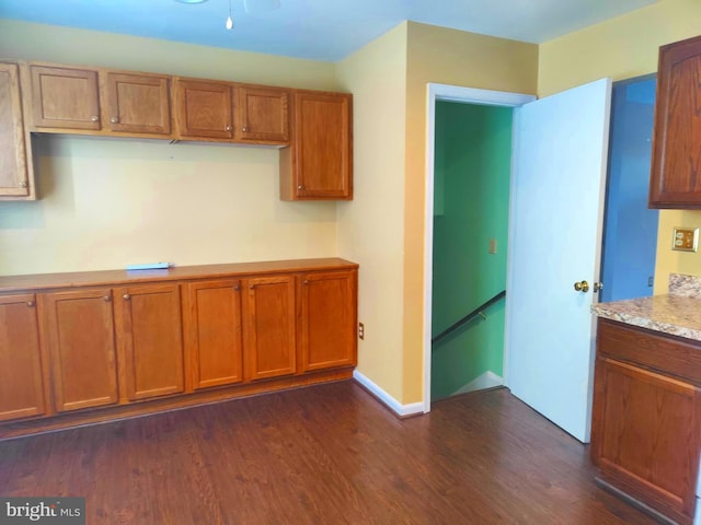 kitchen with dark hardwood / wood-style flooring