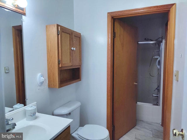 full bathroom featuring vanity, toilet, and tub / shower combination