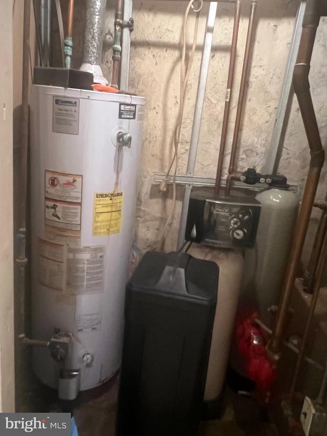 utility room with gas water heater