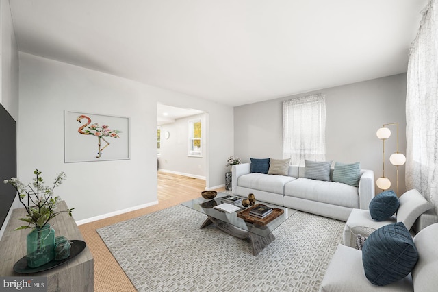 living room featuring a wealth of natural light