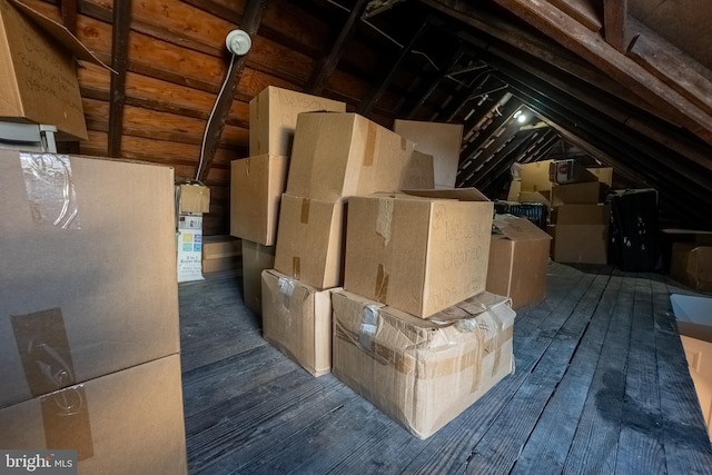 view of unfinished attic