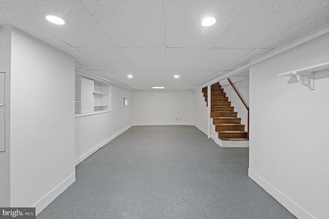 basement with a drop ceiling