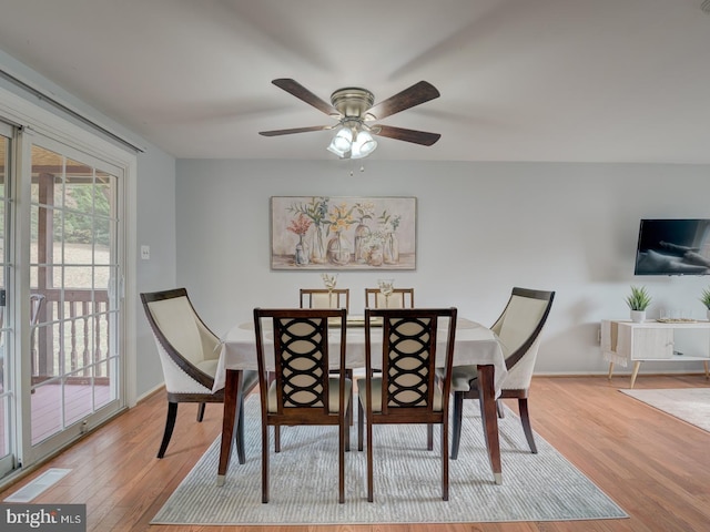 9321 Linhurst Dr, Clinton, MD 20735 - dining area featuring wood finished floors, baseboards, and ceiling fan