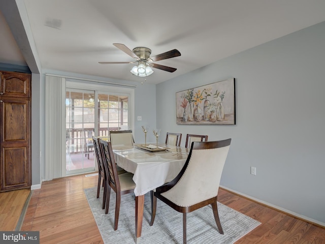 9321 Linhurst Dr, Clinton, MD 20735 - dining space with light wood-style flooring, a ceiling fan, and baseboards