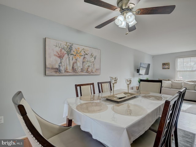 9321 Linhurst Dr, Clinton, MD 20735 - dining space featuring a ceiling fan and wood finished floors