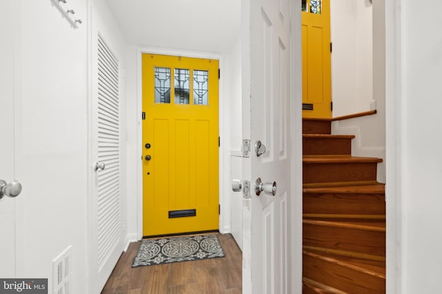 entrance foyer featuring dark wood-type flooring