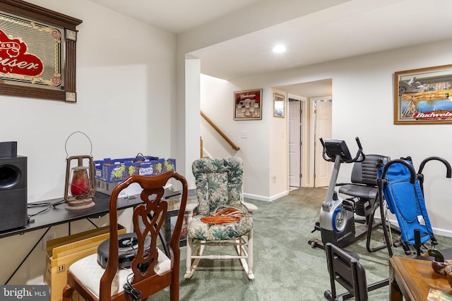 view of carpeted home office