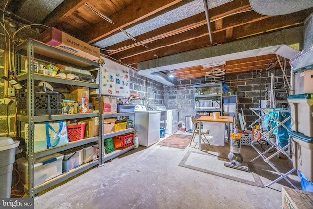 basement with independent washer and dryer