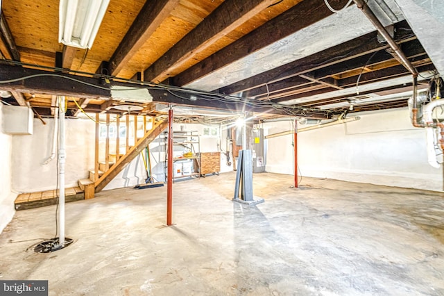 basement with electric water heater