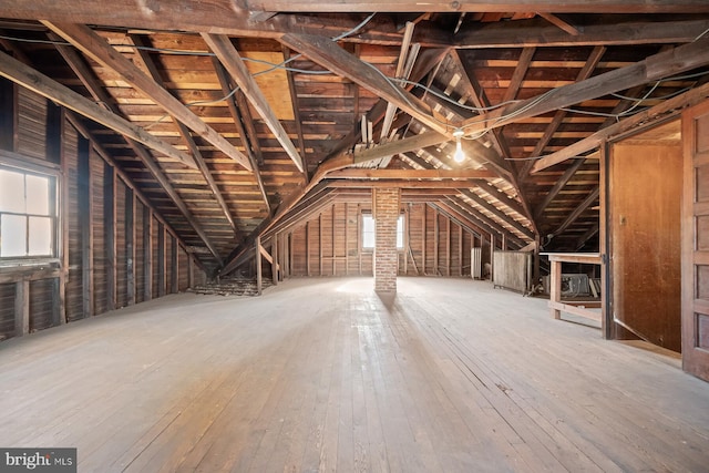 view of unfinished attic