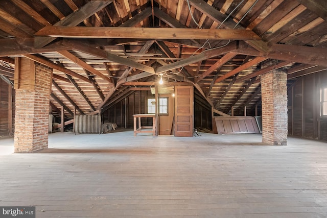 view of unfinished attic