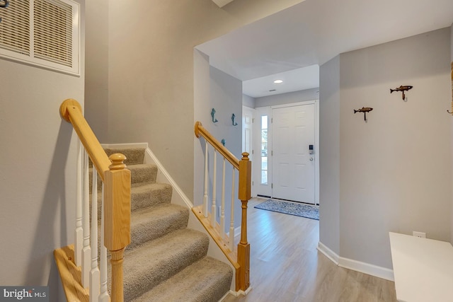 entryway with light wood-type flooring