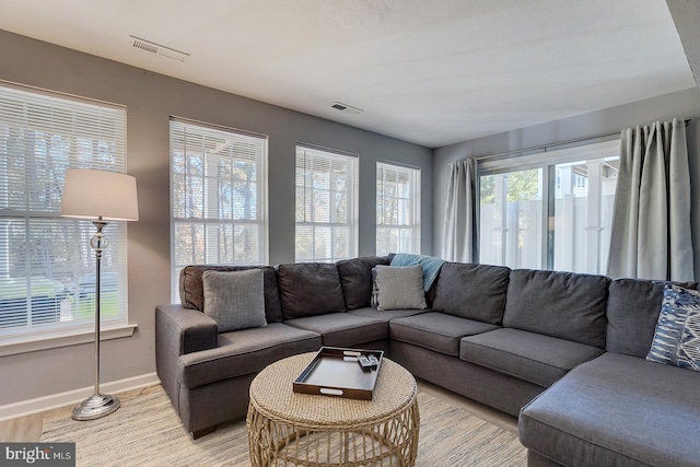 living room featuring light hardwood / wood-style floors