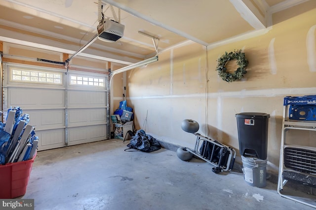 garage with a garage door opener