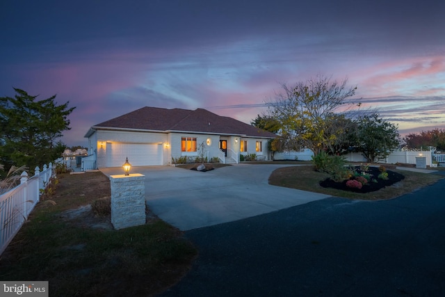 view of front facade featuring a garage