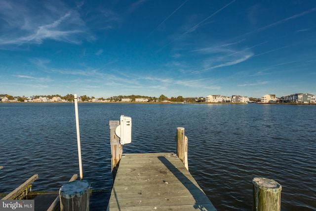 view of dock featuring a water view