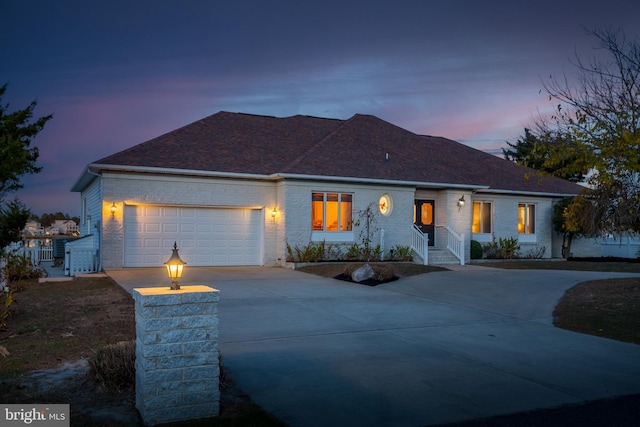 view of front of house with a garage