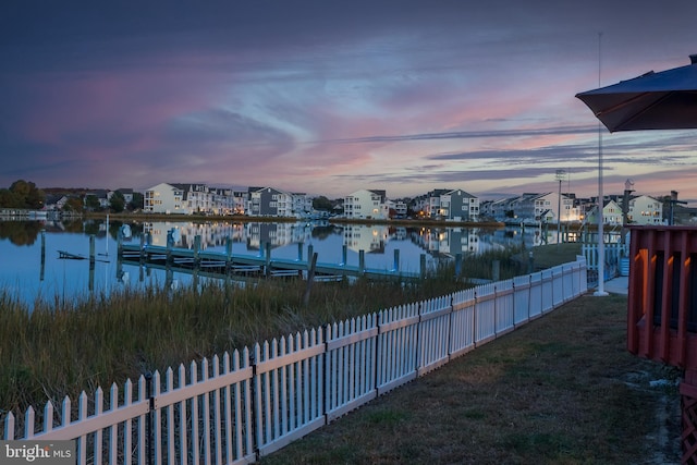 exterior space with a dock