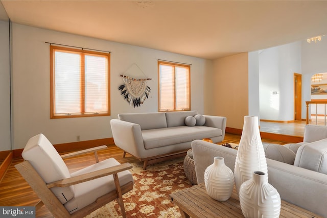 37763 Lagoon Ln, Ocean View, DE 19970 - living room with wood finished floors, baseboards, and a chandelier