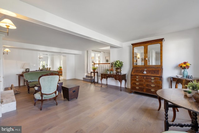 living room featuring wood-type flooring