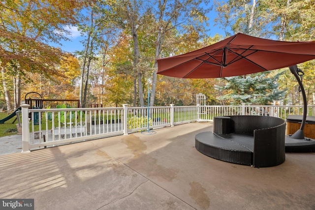 view of patio / terrace featuring a wooden deck