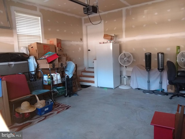 garage with a garage door opener