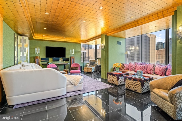 view of tiled living room