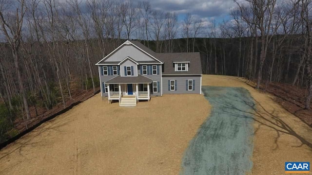 view of front of home featuring covered porch